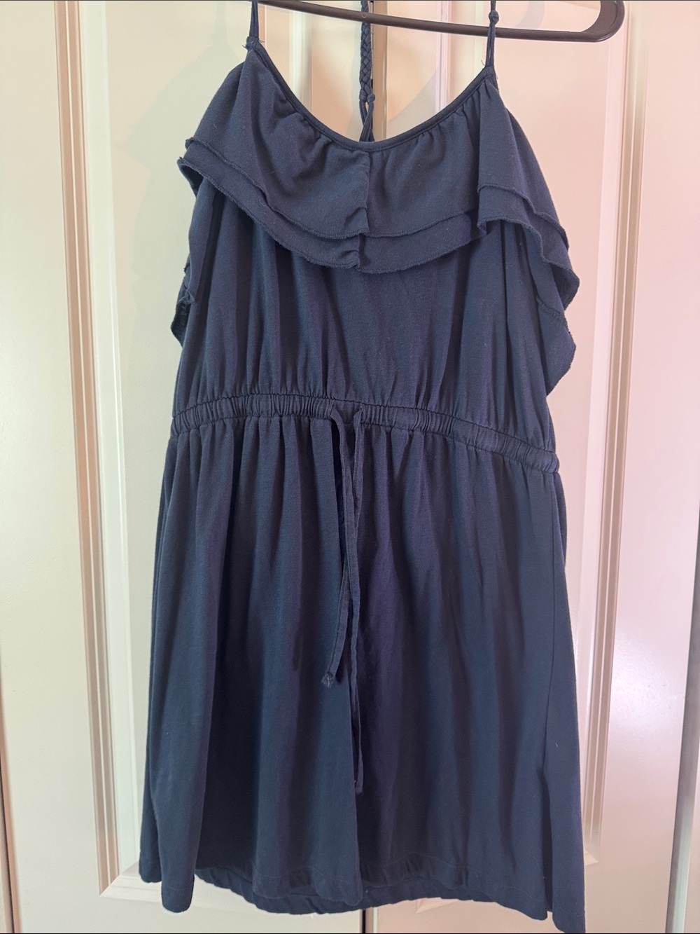 Aeropostale Navy Ruffle Tie-Waist Sundress